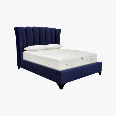 Furniture Village Ariel Velvet Bed Frame - King Size - Blue - By Furniture Village