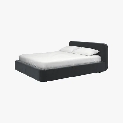 Habitat Ottori Dark Grey Velvet Eu Double Bed Frame With Storage 140Cm, Grey