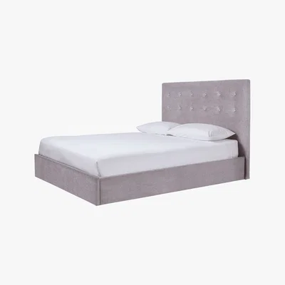 Habitat Hattie Grey FaBric Storage Ottoman King Sized Bed Frame 150Cm, Grey