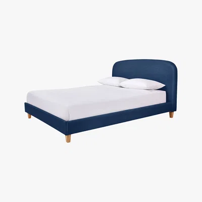 Habitat Elmy Blue Velvet Double Bed Frame 135Cm, Blue