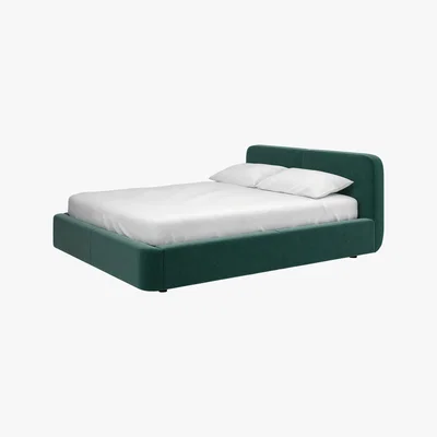Habitat Ottori Emerald Green Velvet Eu Super King Bed With Storage 180Cm And Eton Mattress, Green