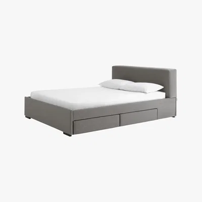Habitat Fredd Grey Upholstered Kingsize Storage Bed Frame 150Cm, Grey