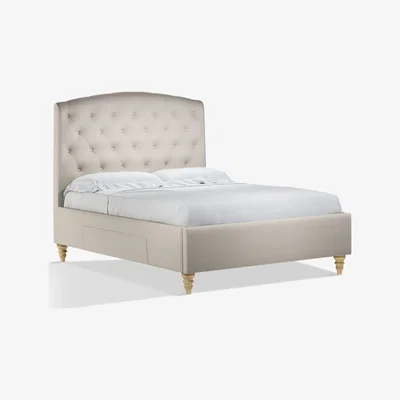 John Lewis John Lewis & Partners Rouen 2 Drawer Storage Upholstered Bed Frame, Double, Topaz Beige