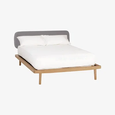 John Lewis House by John Lewis Bow Upholstered Headboard Bed Frame, King Size, Oak