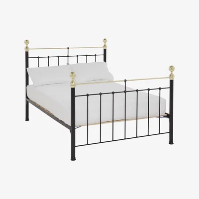 John Lewis Wrought Iron And Brass Bed Co. Albert Bed Frame, Double, Black