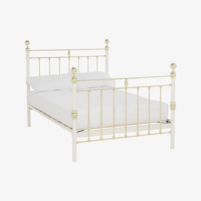 John Lewis Wrought Iron And Brass Bed Co. George Bed Frame, Super King Size, Ivory