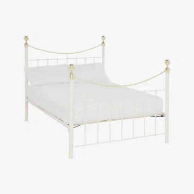 John Lewis Wrought Iron And Brass Bed Co. Victoria Bed Frame, Double, Ivory