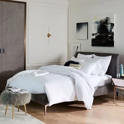 John Lewis west elm Andes Deco Upholstered Bed Frame, Double, Grey