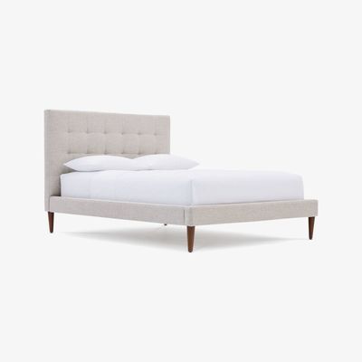 John Lewis west elm Grid Tufted Upholstered Bed Frame, Double, Stone Twill