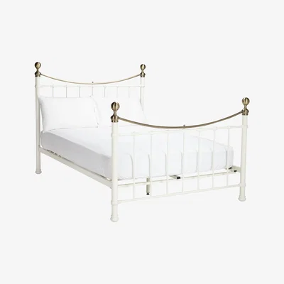 John Lewis John Lewis & Partners Jayne Brass Metal Bed Frame, Double, White