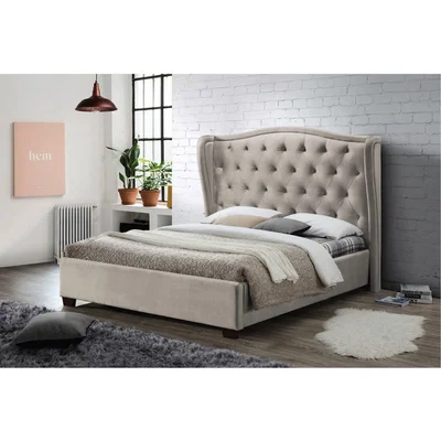 La Redoute Winged Tufted Bed Frame - Champagne