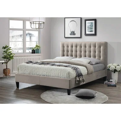La Redoute Button Tufted Upholsted Bed Frame - Champagne