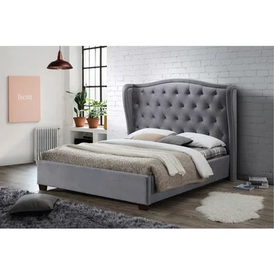 La Redoute Winged Tufted Bed Frame - Grey