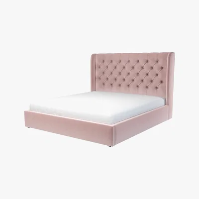 Made.com Custom MADE Romare Super King size Bed  with Ottoman, Heather Pink Velvet