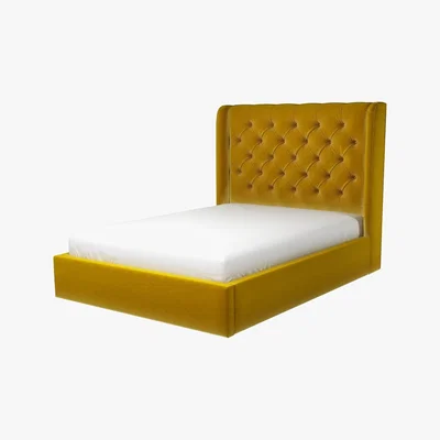 Made.com Custom MADE Romare Double size Bed  with Ottoman, Saffron Yellow Velvet