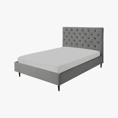 Made.com Skye Super King Size Bed, Light Grey Velvet
