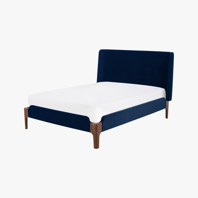 Made.com Roscoe King Size Bed, Royal Blue Velvet