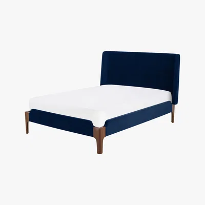 Made.com Roscoe King Size Bed, Royal Blue Velvet
