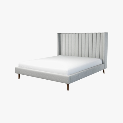 Made.com Custom MADE Cory Super King size Bed, Wolf Grey Wool with Walnut Stained Oak Legs