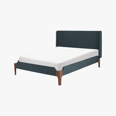 Made.com Roscoe Super King Size Bed, Aegean Blue & Dark Stain Oak Legs