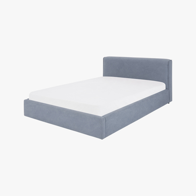 Made.com Bahra Double Ottoman Storage Bed, Washed Blue Cotton