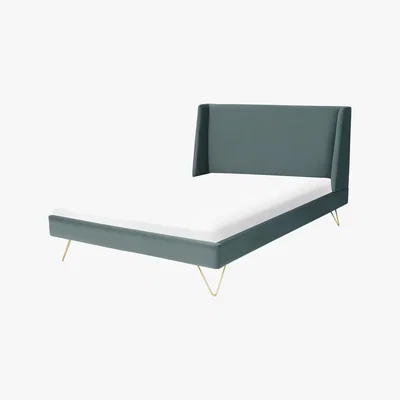 Made.com Elona King Size Bed, Marine Green Velvet