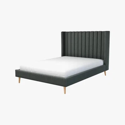 Made.com Custom MADE Cory King size Bed, Etna Grey Wool with Oak Legs