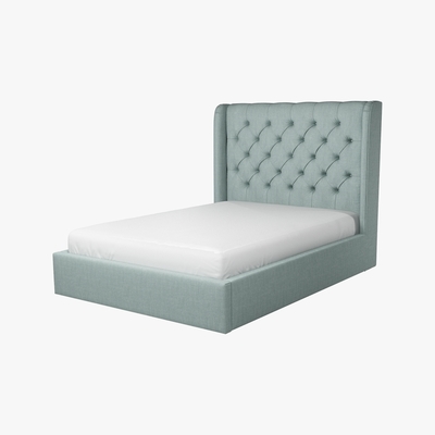 Made.com Custom MADE Romare Double size Bed  with Ottoman, Sea Green Cotton