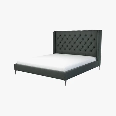 Made.com Custom MADE Romare Super King Size Bed, Etna Grey Wool with Nickel Legs