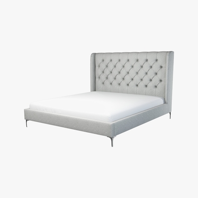 Made.com Custom MADE Romare Super King Size Bed, Wolf Grey Wool with Nickel Legs