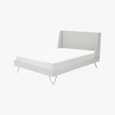 Made.com Charley Double Bed, Hail Grey & Oak Stain Legs