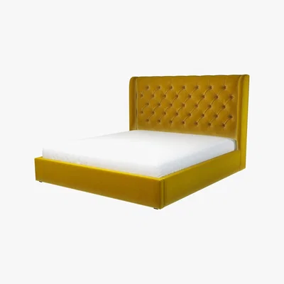 Made.com Custom MADE Romare Super King size Bed  with Ottoman, Saffron Yellow Velvet