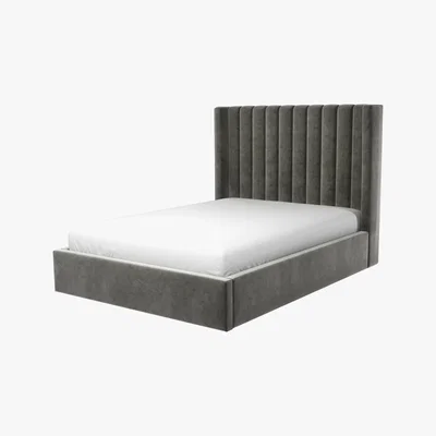 Made.com Custom MADE Cory Double size Bed  with Ottoman, Steel Grey  Velvet