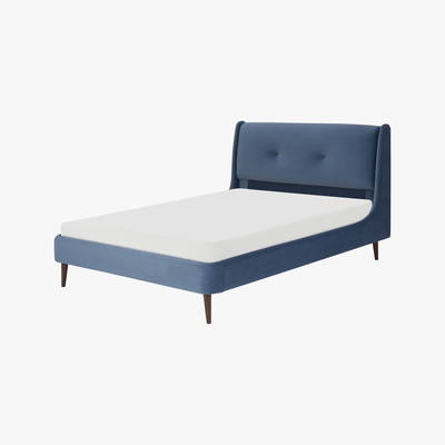 Made.com Raffety King Size Bed, Dawn Blue Velvet