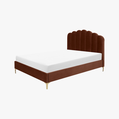 Made.com Delia King Size Bed, Warm Caramel Velvet
