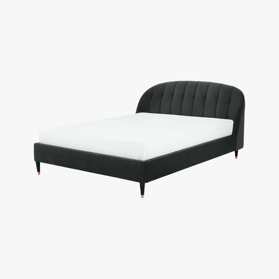 Made.com Margot Double Bed, Midnight Grey Velvet