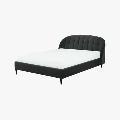 Made.com Margot Double Bed, Midnight Grey Velvet