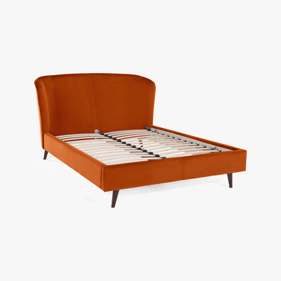 Made.com Lulu Kingsize Bed, Paprika Orange Velvet