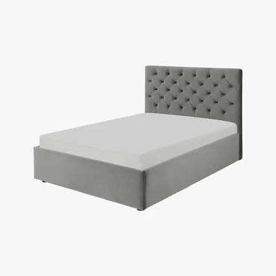 Made.com Skye Double Ottoman Storage Bed, Light Grey Velvet