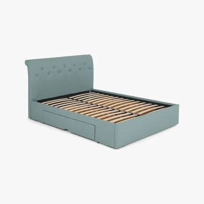 Made.com Linnell Double Bed with Drawer Storage, Bondi Blue Weave