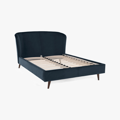 Made.com Lulu Super Kingsize Bed, Indigo Blue Velvet