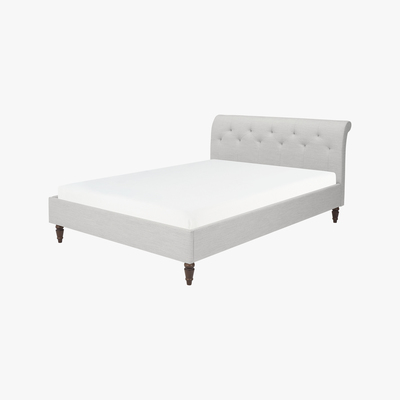Made.com Linnell Double Bed, Snow Grey Weave & Walnut Legs