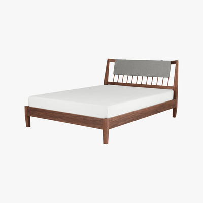 Made.com Mara Double Bed, Walnut and Grey