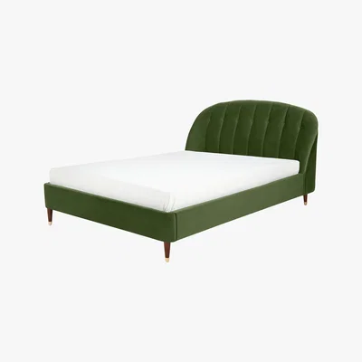 Made.com Margot Double Bed, Meadow Green Velvet