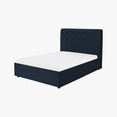 Made.com Jocelyn King Size Ottoman Storage Bed, Sapphire Blue Recycled Velvet
