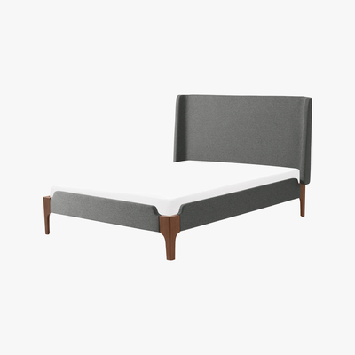 Made.com Roscoe Double Bed, Coventry Grey & Dark Stain Oak Legs