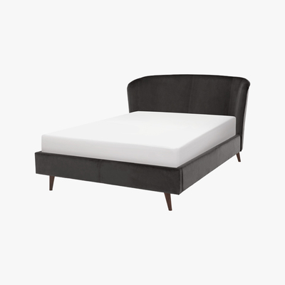 Made.com Lulu Kingsize Bed, Asphalt Grey Velvet