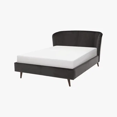 Made.com Lulu Kingsize Bed, Asphalt Grey Velvet