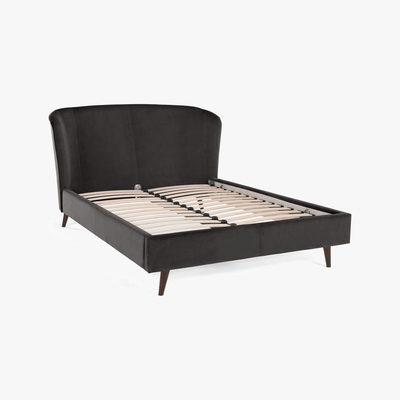 Made.com Lulu Double Bed, Asphalt Grey Velvet