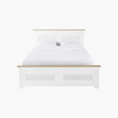 Maisons du Monde CEZEMBRE - White Solid Mango Wood Bed 160 x 200 cm